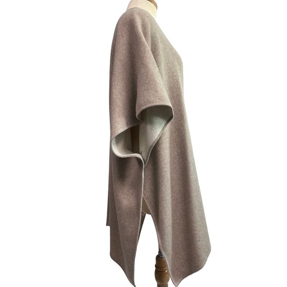 Chico's Large XL Reversible Knit Kimono Poncho Cape Sweater Paisley Tan Beige - Picture 6 of 12